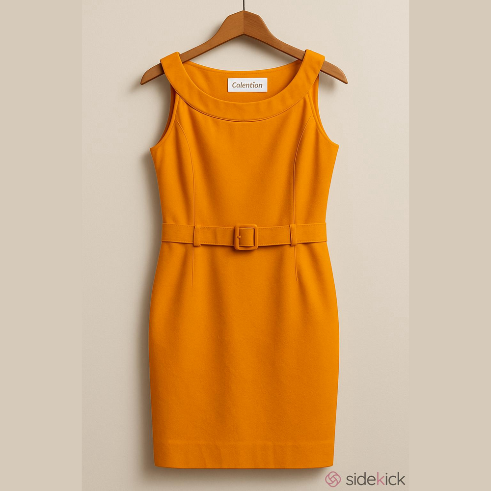 Calvin Klein Mustard Yellow Sleeveless Belted Mini Dress